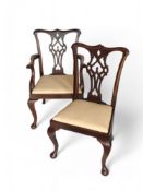 A set of eight late 19th century mahogany dining chairs in the Chippendale style including a pair of