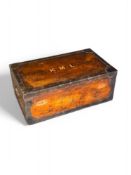 A late Victorian pine and iron bound steamer travelling trunk, by Burne