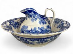 A late 19th / early 20th century Minton 'Genevese' pattern blue and white transfer printed pitcher