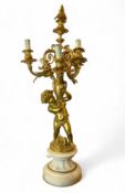 A late 19th century French Louis XV style gilt bronze six light candelabra