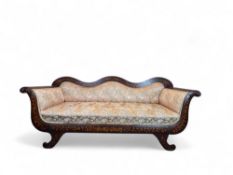 An early 19th century Dutch marquetry show wood sofa
