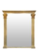 A 19th century carved giltwood and gesso overmantel mirror