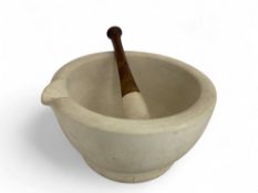 A large late Victorian Wedgwood 'Best Composition' white stoneware apothcary's mortar and pestle