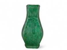 A late 19th century Chinese green glazed vase