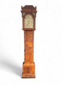 A walnut crossbanded and featherbanded long case clock, John Wright, London