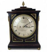 A Regency mahogany and brass marquetry bracket clock, Nicholson, Plymouth