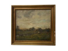 Harry Mitton Wilson (British, 1877-1923), Rural landscape with cows