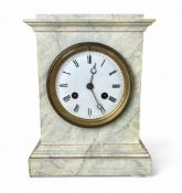 A French style faux white veined marble and decorated bracket clock, the movement by HP & Co, the ca