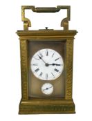 A late 19th century French gilt brass carriage clock, movement by A. Dumas, Paris