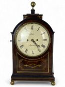 A Regency mahogany and brass inlaid bracket clock, Thirk, London