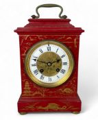 A red decorated bracket clock, movement by Jean Baptiste Delettrez, circa 1900, case by R & S Street