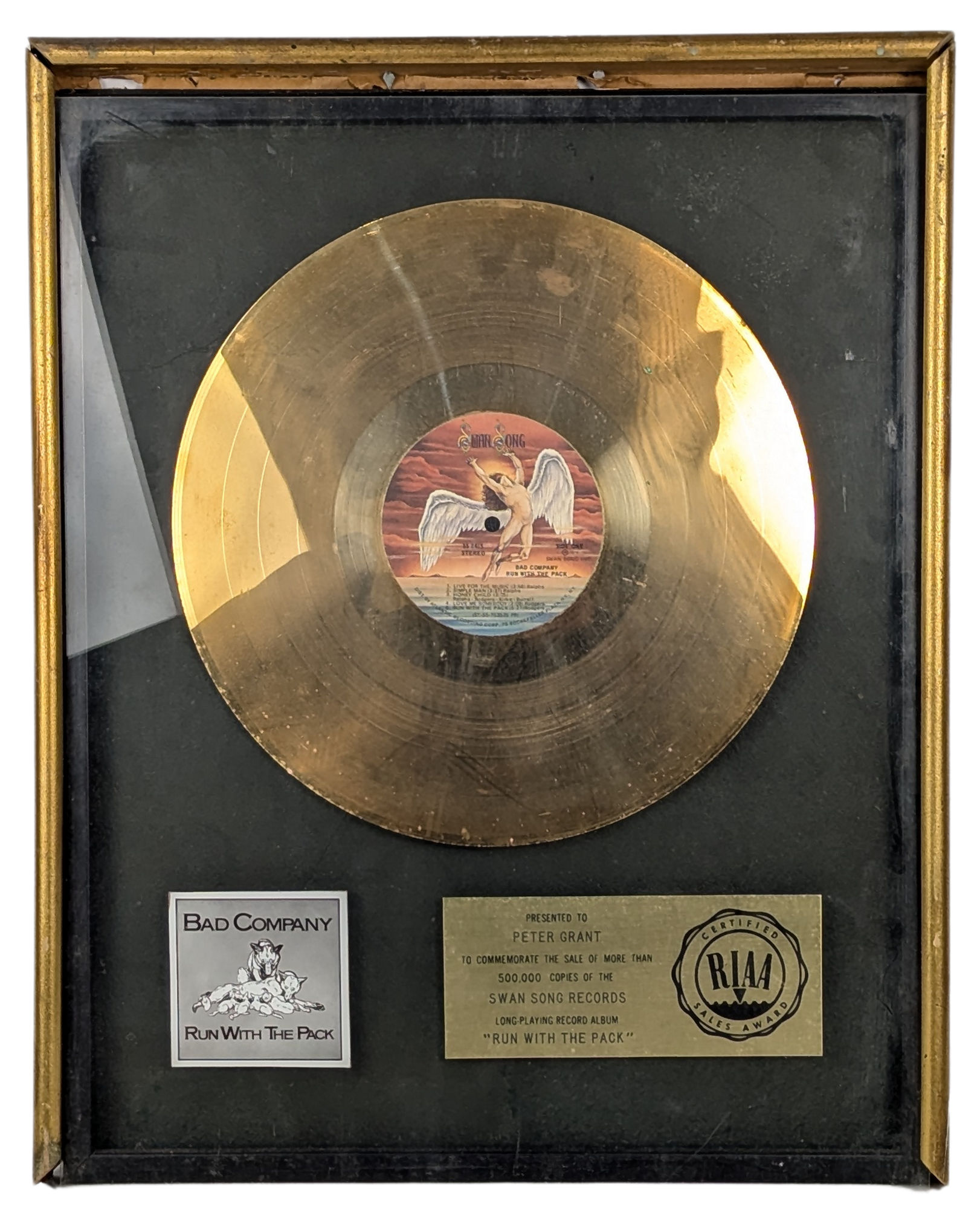 Bad Company Run With The Pack 1976 Peter Grant Sales Award (UK)