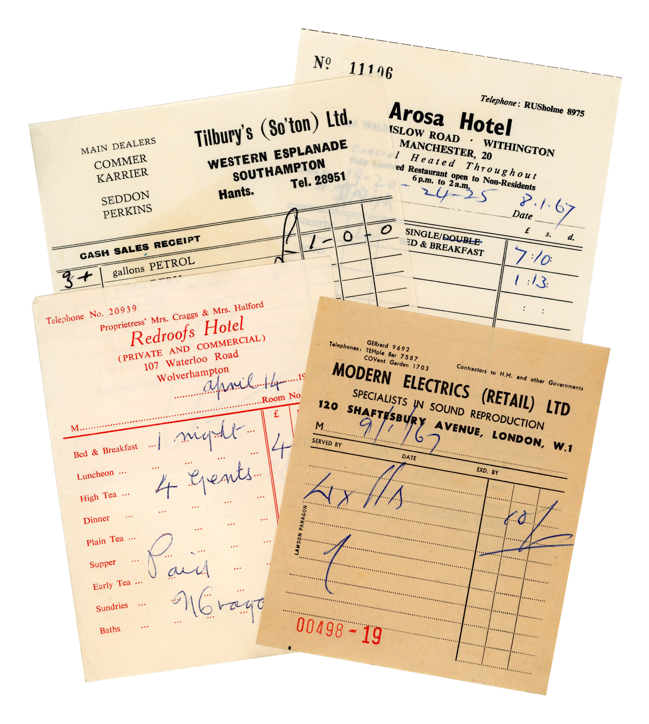 Jimi Hendrix First European Tour 1967 Receipts Collection (UK) - Image 2 of 5