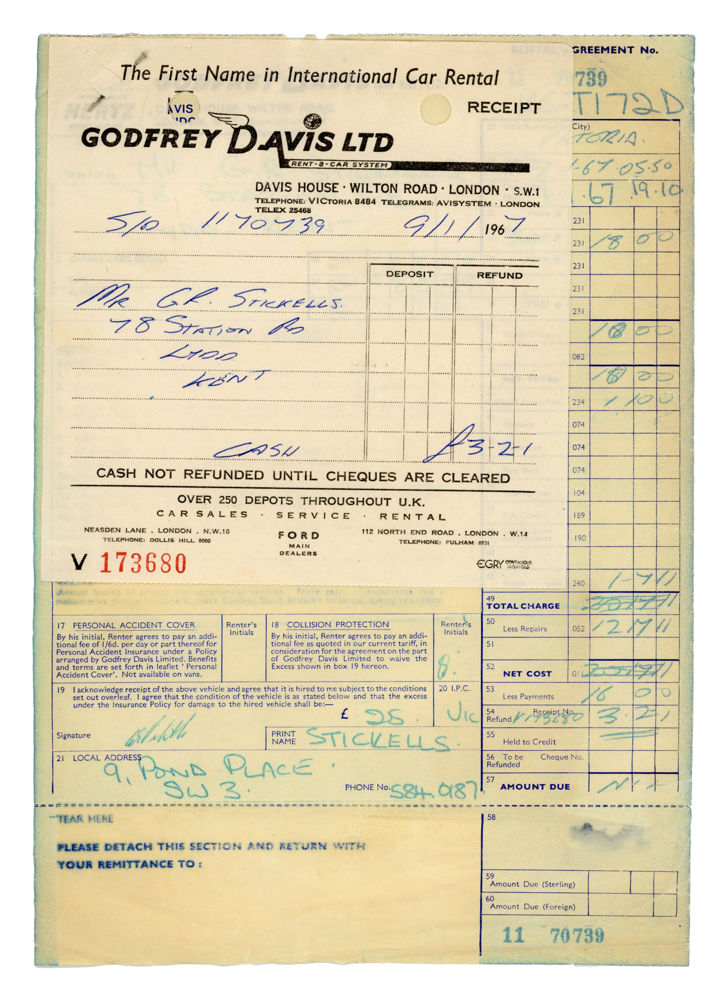 Jimi Hendrix First European Tour 1967 Receipts Collection (UK) - Image 5 of 5