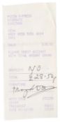Ray Davies 2000 Signed Pizza Express Highgate Receipt (UK)