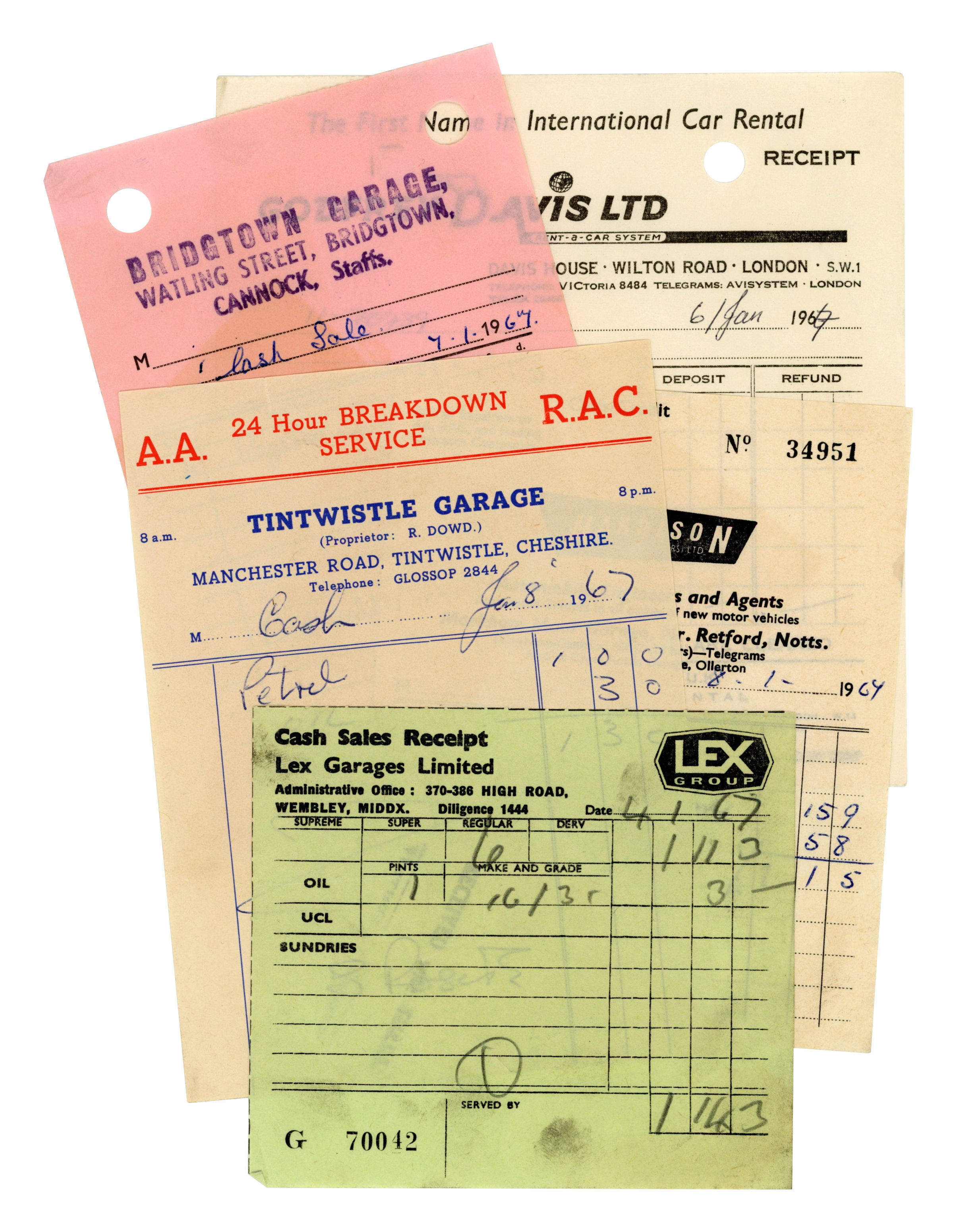 Jimi Hendrix First European Tour 1967 Receipts Collection (UK)
