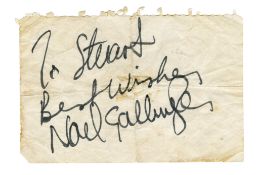 Noel Gallagher Autograph, Ticket Stubs, Photograph & Knebworth Hospitality Pass (UK)