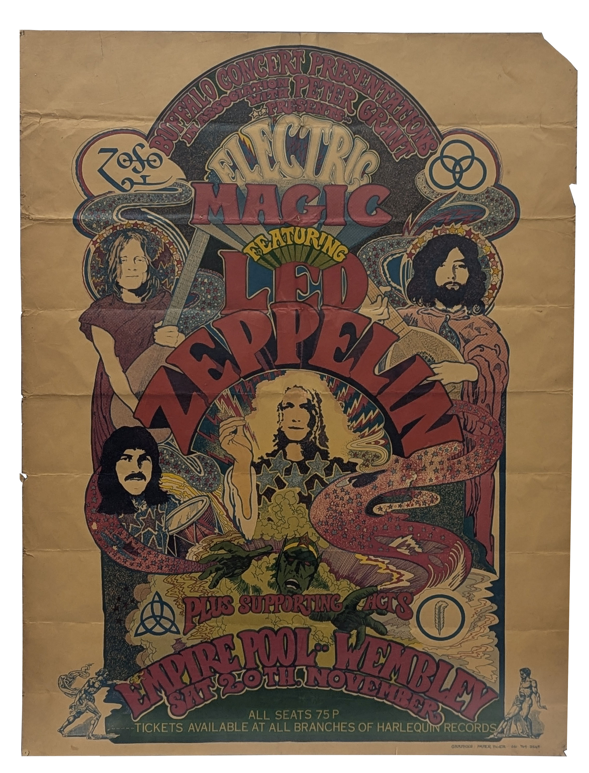 Led Zeppelin 1971 Empire Pool Wembley Concert Poster (UK)