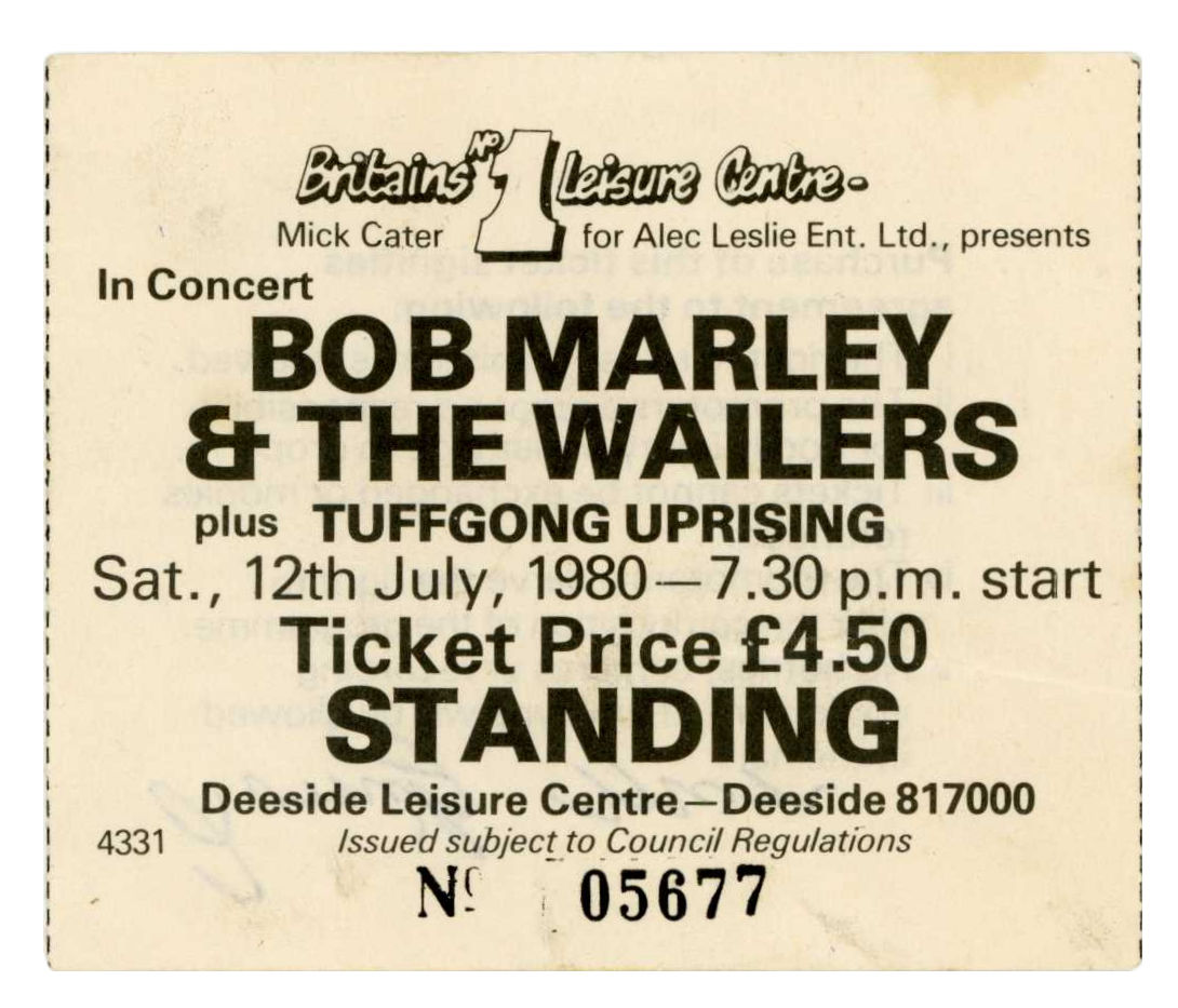 Bob Marley & Aston ‘Family Man’ Barrett Autographed Deeside Concert Ticket Stubs (UK) - Image 4 of 4