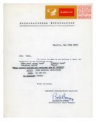 Jimi Hendrix 1967 Barclay Record Label Letter (France)