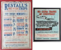 Pair of unusual RAILWAY POSTERS, both framed and glazed, comprising WW2 Railway Executive