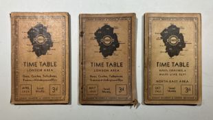 Three 1935 London Transport timetable books. In well used condition.