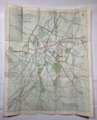 1932 motor omnibus fold out map for Leicester City Tramways in very good condition.