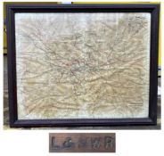 A large poster map dated 1947 of London & Suburbs Mainline Railways & connecting Underground