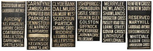 A Glasgow End Top End (ultimate terminus) destination blind. As fitted to a Standard tram. Some