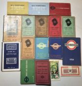 Early London Transport Timetable books and one map. 16 prewar items, 1x 1950 LT official