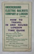 Underground Electric Railways Company of London Map and time guide with a date of June 1907 when the