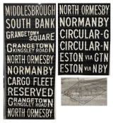 A Teeside Railless Traction Board front (ultimate terminus) destination blind as fitted to 1944/45