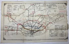 City of Liverpool plan of tramway from 1903. In good overall condition with one tatty edge.