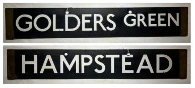 London Underground destination plate Golders Green & Hampstead in very good condition. (62cm x