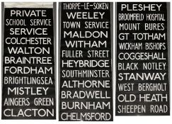 A modern 2000s Tyvek destination blind (79cm wide) for the Essex area, possibly Hedingham. In good