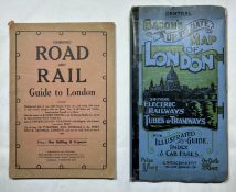 Bacon's Map of London showing electric railways, tubes and tramways. Also a Combined Road and Rail