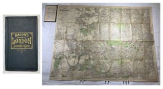 Bacon's New Map Of London And Illustrated Guide. A multi-folded linen backed map in hardcovers
