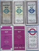 Selection (6) of 1930s/40s London Underground POCKET MAPS of the paper, fold-out geographical type