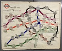 London Transport Underground Central Area and Surrounding streets quad-royal size map with station