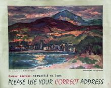 c1965 GPO (Post Office) POSTER from the 'Please use your correct address' series: 'Newcastle, Co