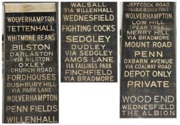 Wolverhampton Corporation linen destination blind (77cm wide). Manufactured by ECO (Equipment &