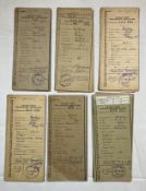 A selection of 6 RT buff log books. All are stamped with the first date of registration. In very