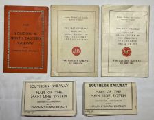 5 x 1920s & 30s railway maps: 2x LMS 1920s, 1x LNER 1930s 1x Southern Railway 1920s and 1 x Southern