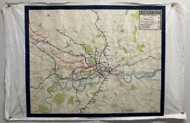 Underground Map of London (381-1500-26.2.32). This double-royal sized map is mounted on a piece of