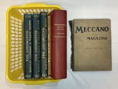 An assortment of bound volumes: The Locomotive Railway and Carriage Wagon Review 1936, 1938 and