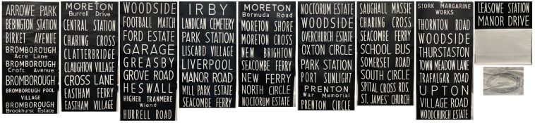 Merseyside PTE (Wirral) linen destination blind (88cm wide). Manufactured by Norbury Brothers and