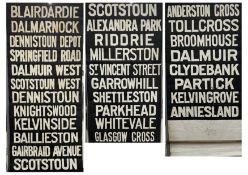 A Glasgow tram end top (ultimate terminus) destination blind that was fitted to a Standard tram.