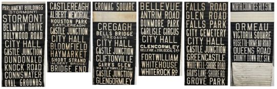 A Belfast trolleybus front upper display (ultimate terminus) destination blind. At some time this