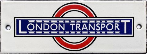 1930s London Transport bus stop timetable panel enamel HEADER PLATE in the pre-WW2 style with over/