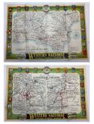 Two Western National Route Maps for Gloucester & Wiltshire areas and South Devon & East Cornwall.